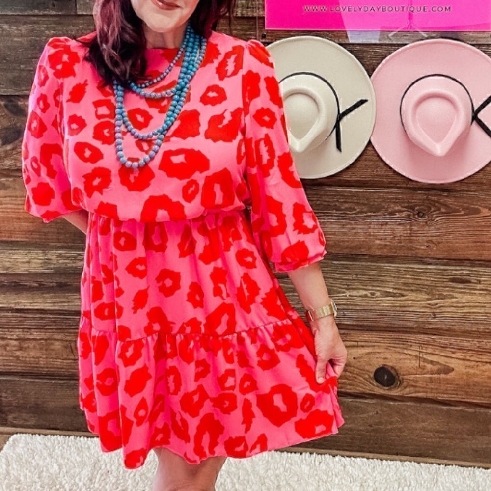 Rose Leopard Print Flounce Mini Dress - Picture 3 of 6